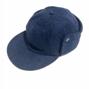Norse Projects Harris Tweed Hunter Cap Blue Textured Cap